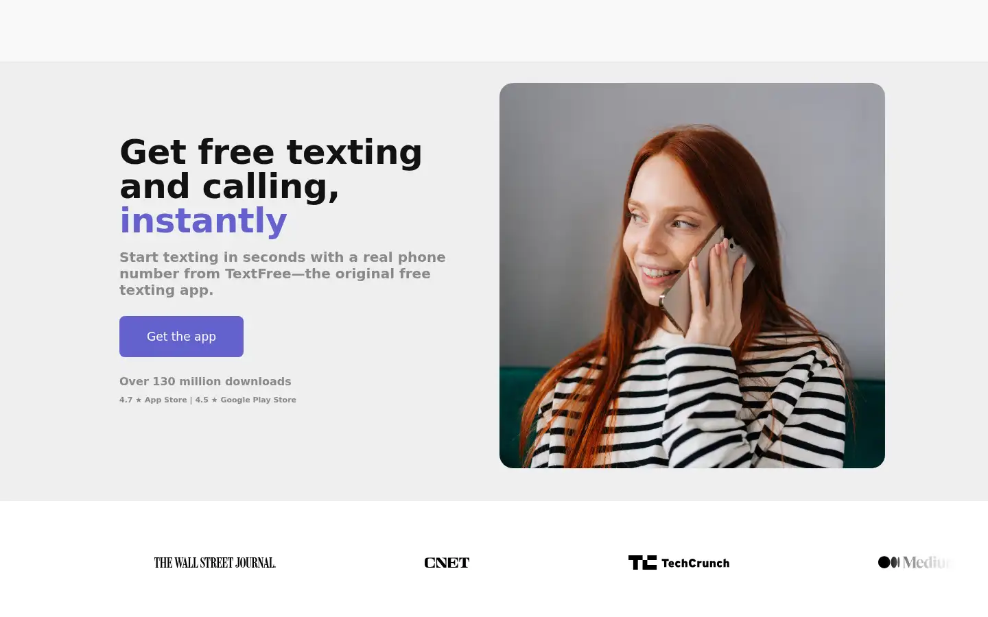 Screenshot of textfree.us