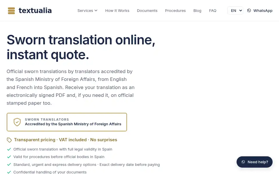 Screenshot of textualia.com