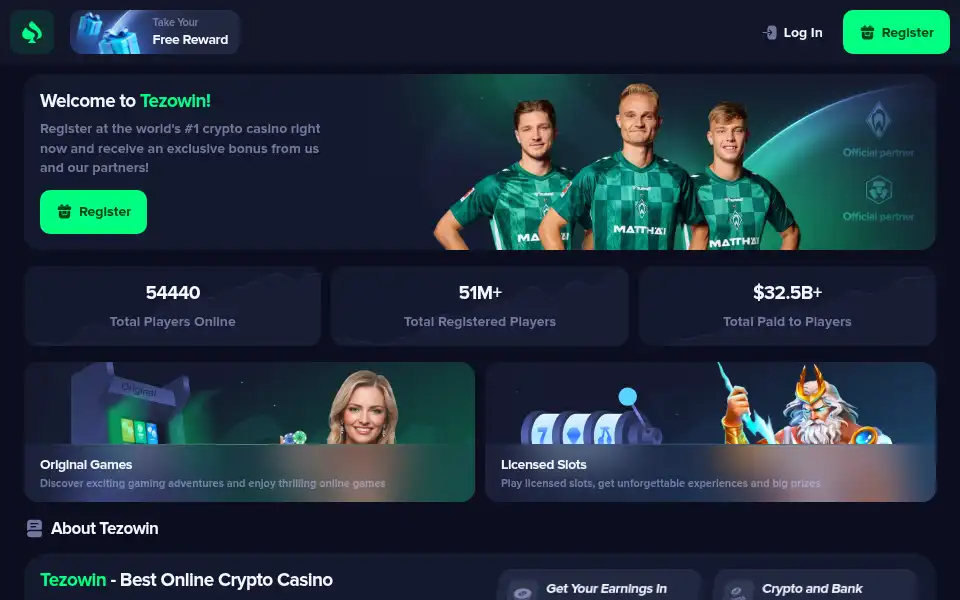 Screenshot of tezowin.com