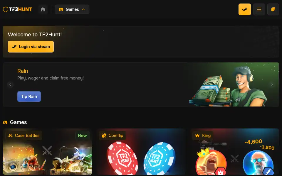 Screenshot of tf2hunt.com