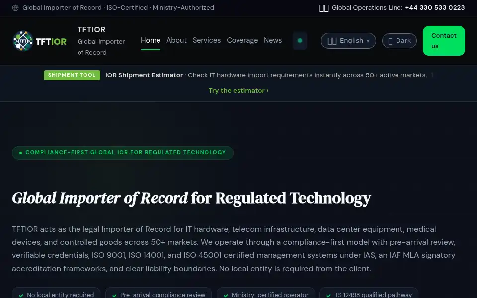Screenshot of tftior.com