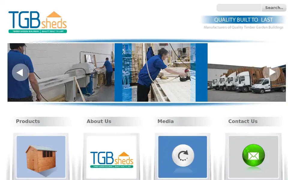 Screenshot of tgbsheds.com