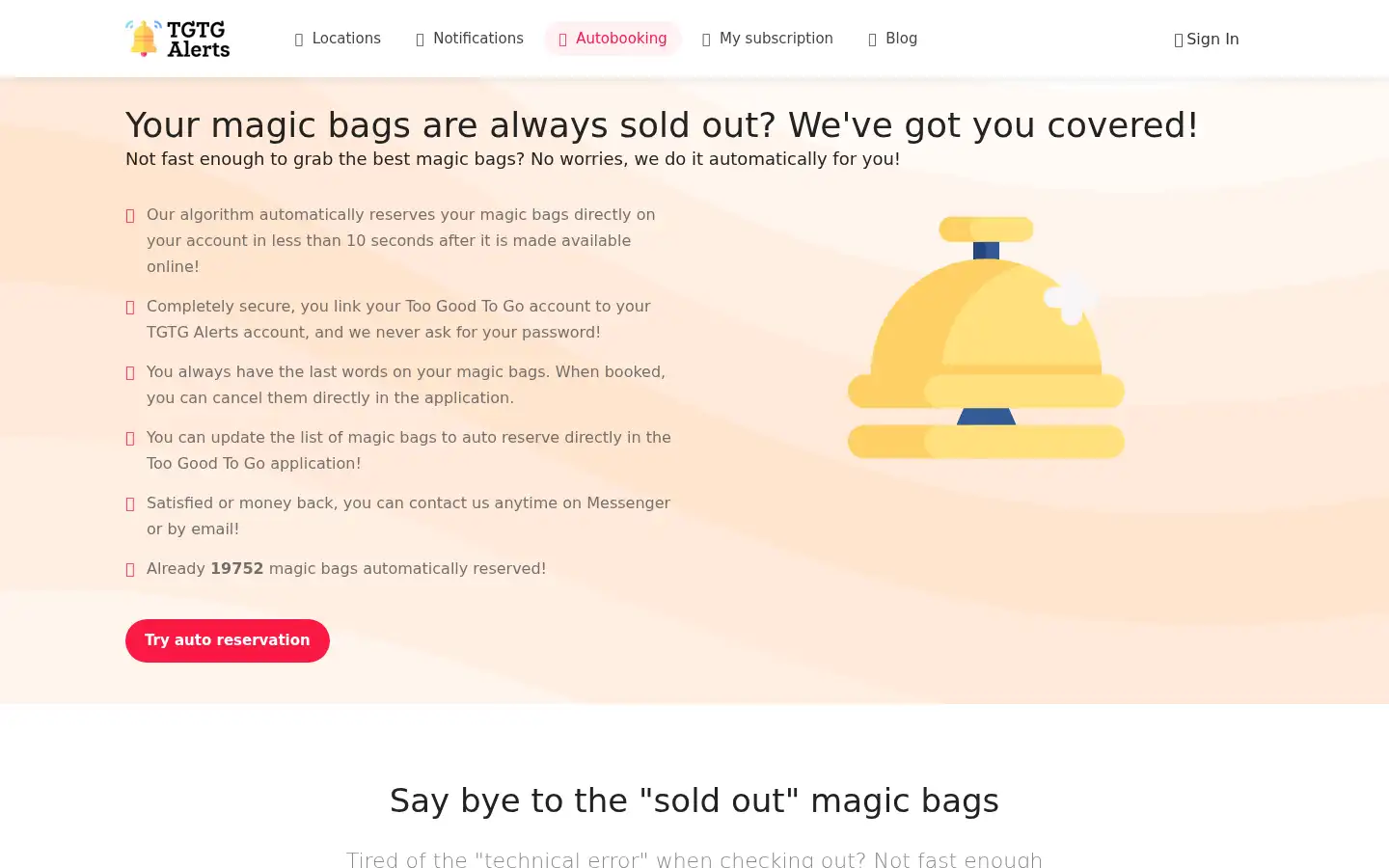 Screenshot of tgtg-alerts.com