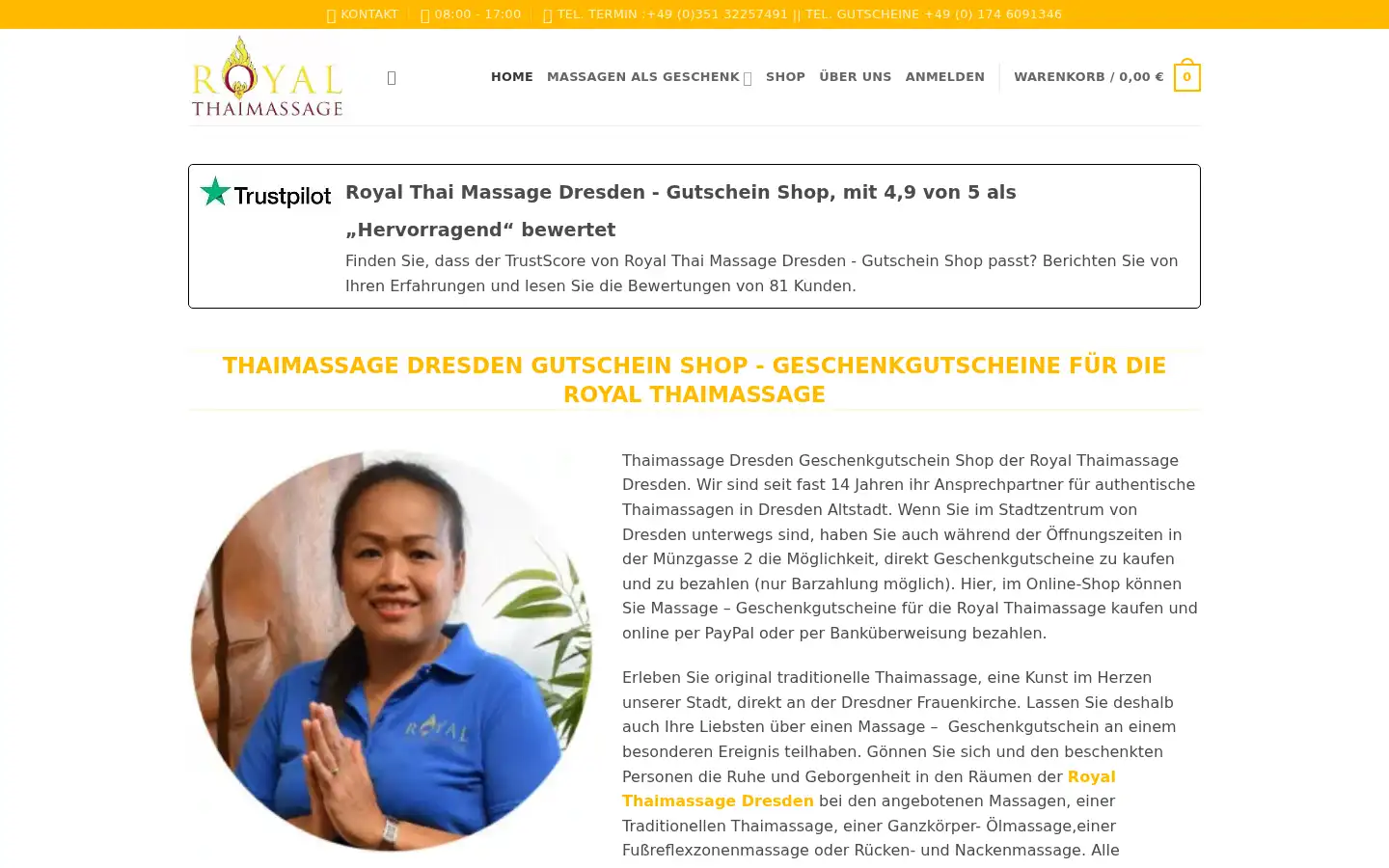 Screenshot of thai-massage-dresden.de