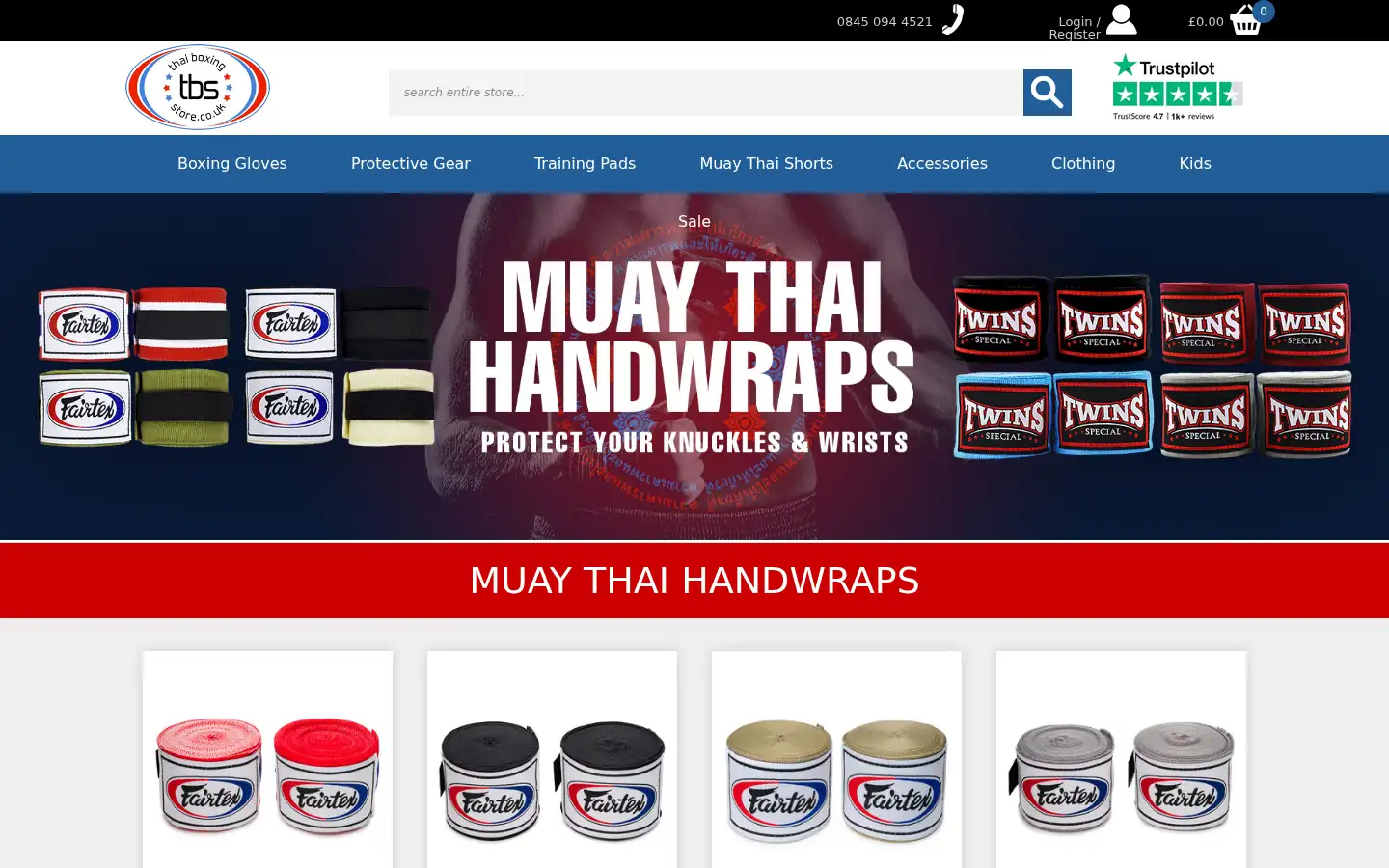 Screenshot of thaiboxingstore.co.uk