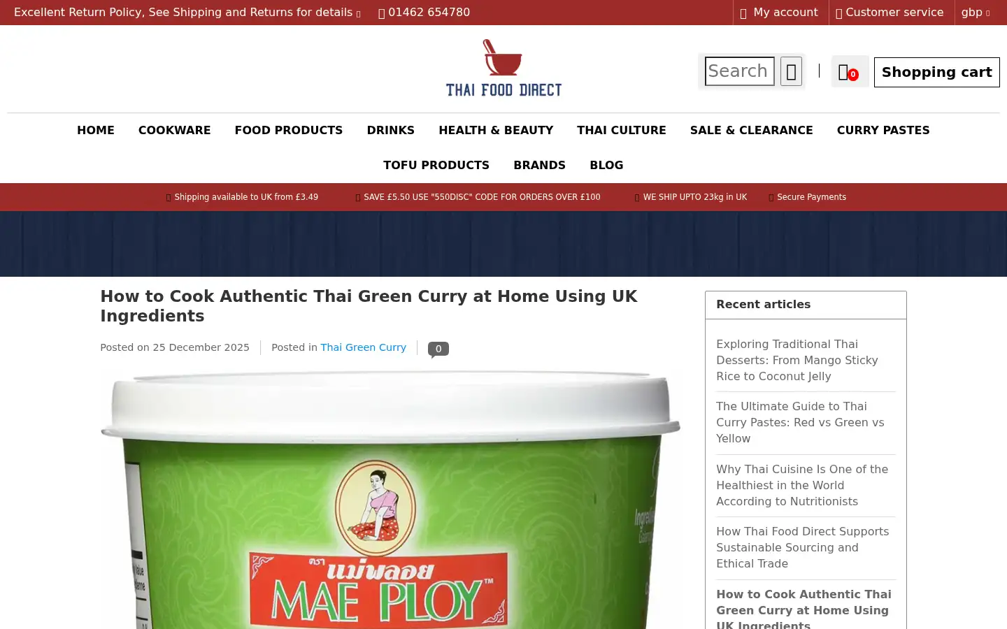 Screenshot of thaifooddirect.co.uk