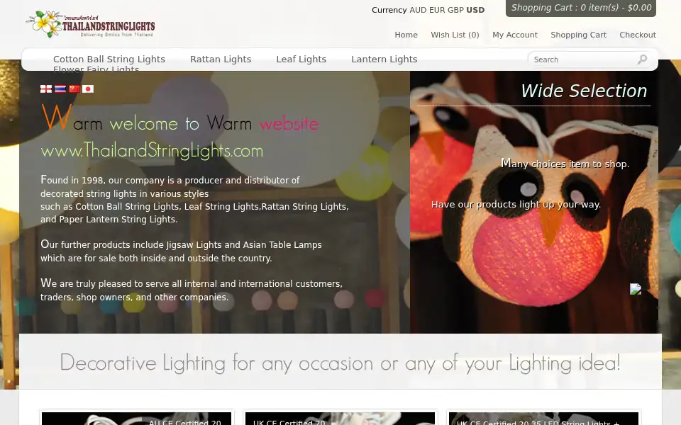 Screenshot of thailandstringlights.com