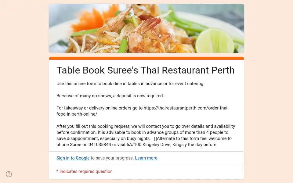 Screenshot of thairestaurantperth.com