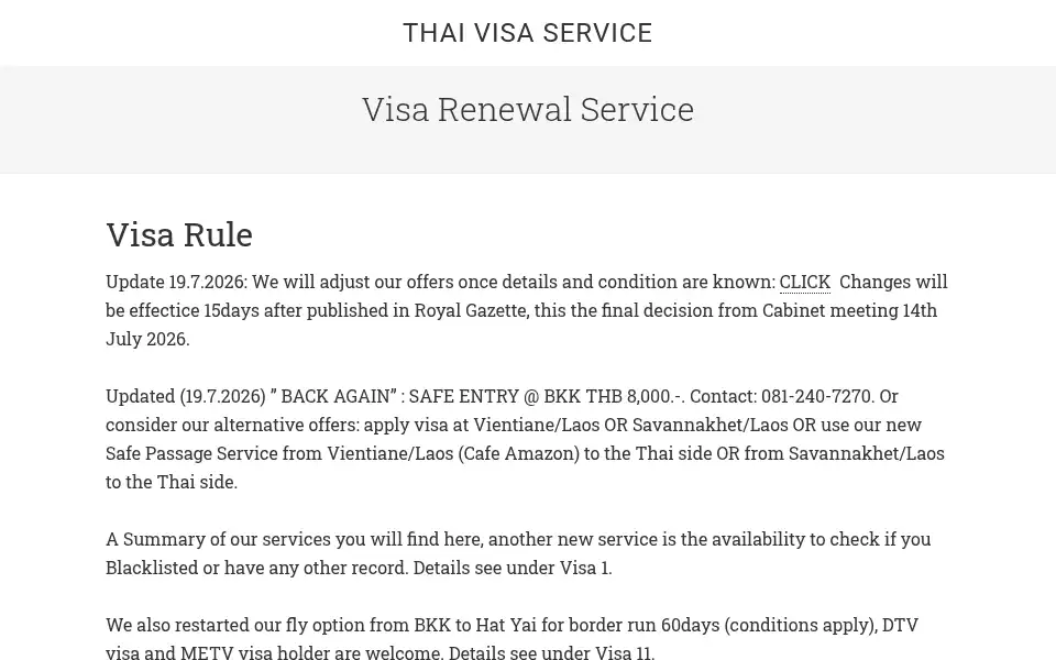 Screenshot of thaivisaservice.com