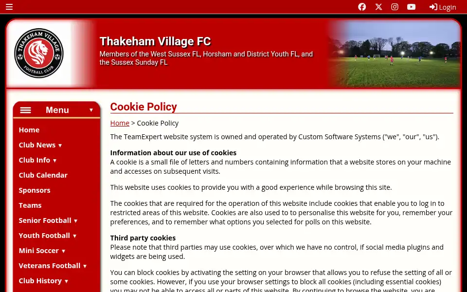 Screenshot of thakehamvillagefc.co.uk