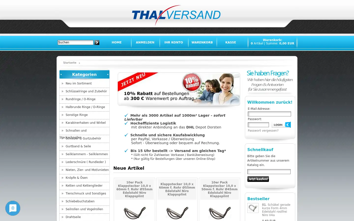Screenshot of thal-versand.de