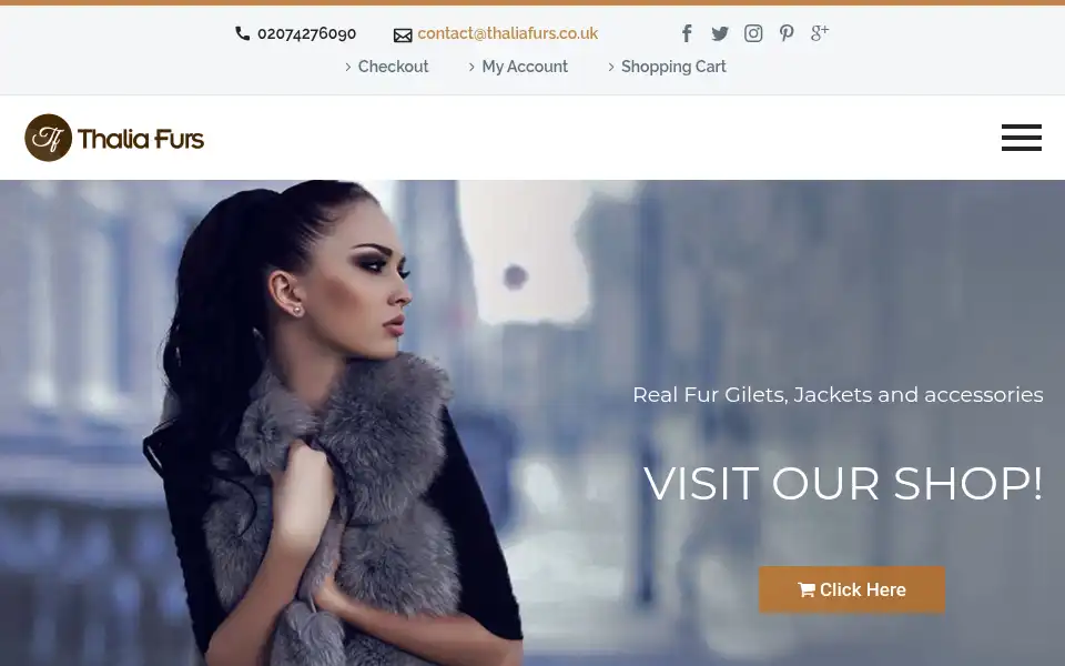 Screenshot of thaliafurs.co.uk