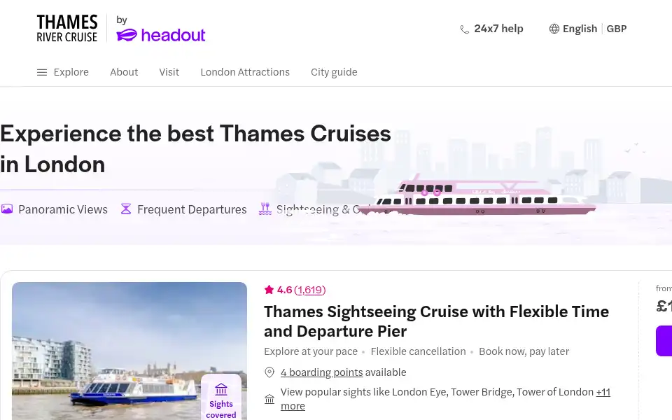 Screenshot of thames-river-cruise.com