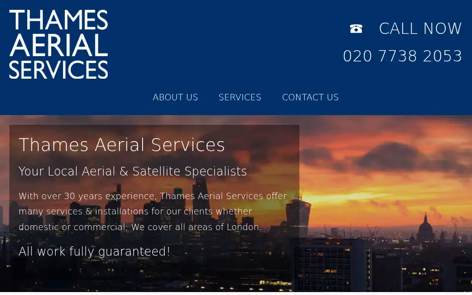 Screenshot of thamesaerialservices.co.uk
