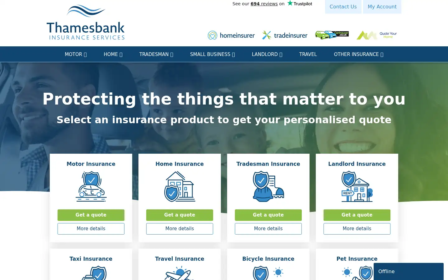 Screenshot of thamesbankinsurance.co.uk