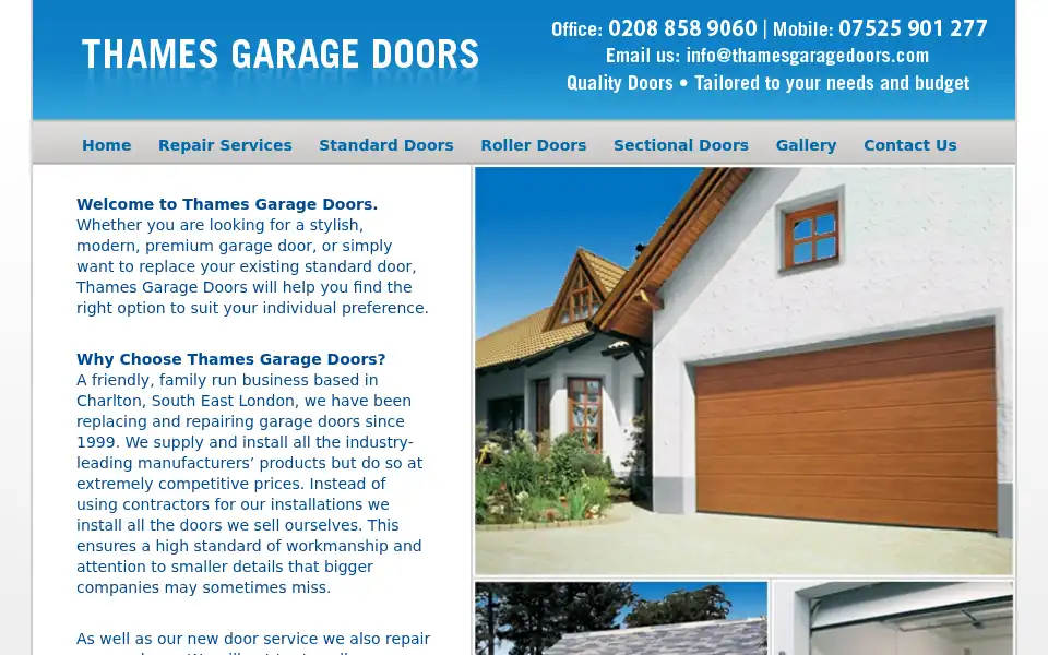 Screenshot of thamesgaragedoors.com
