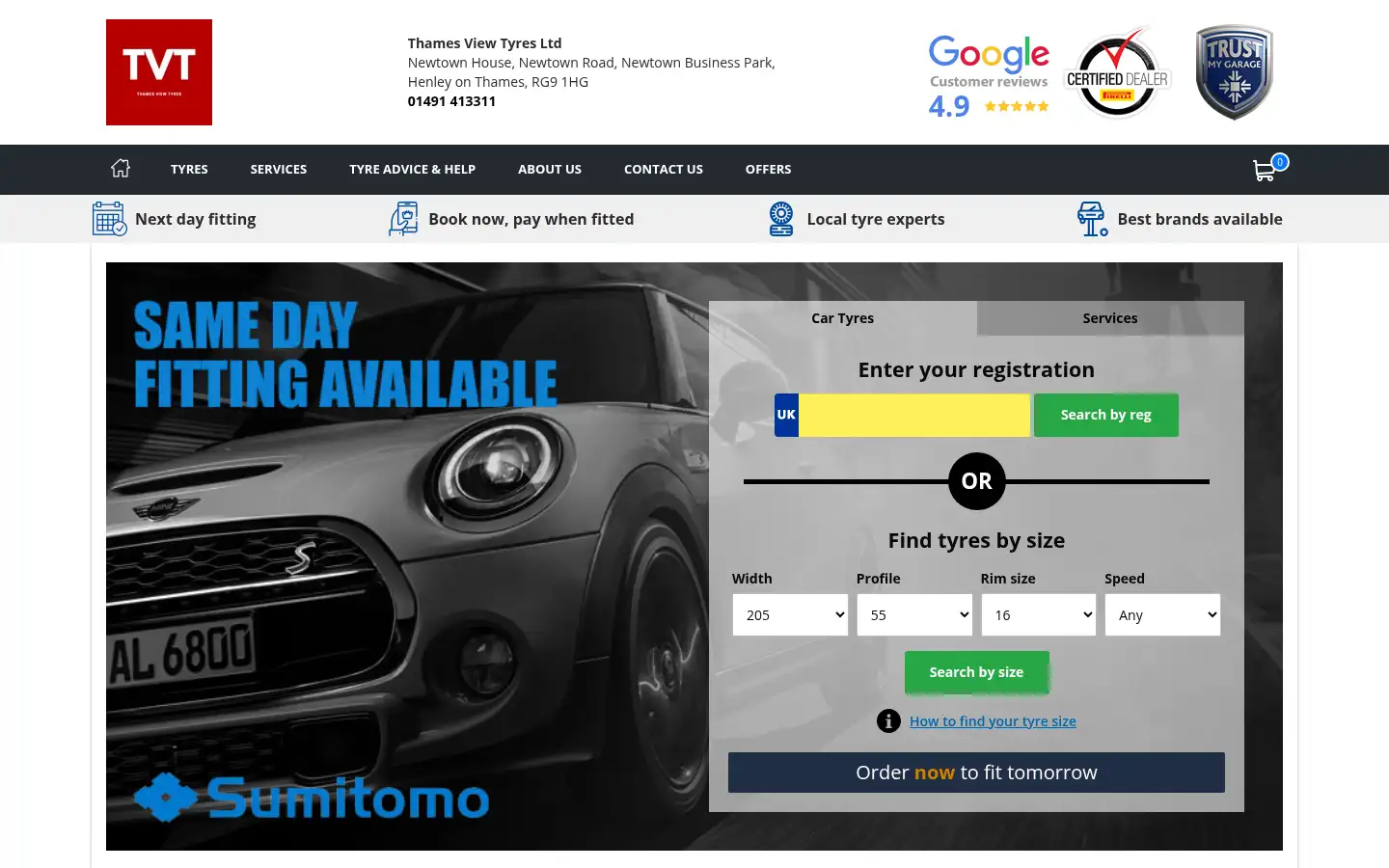 Screenshot of thamesviewtyres.co.uk