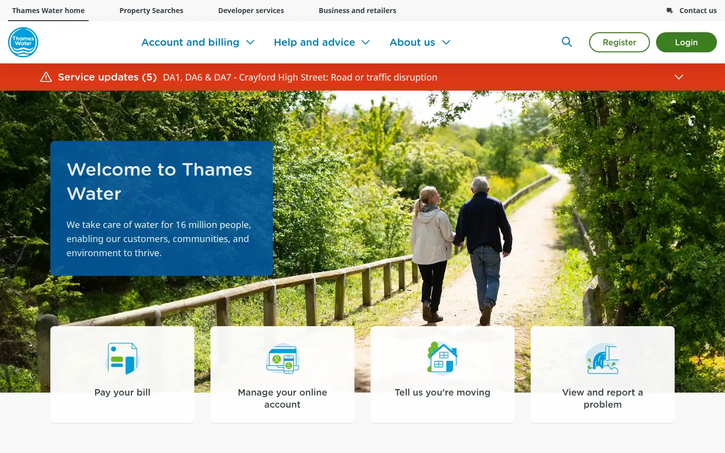 Screenshot of thameswater.co.uk