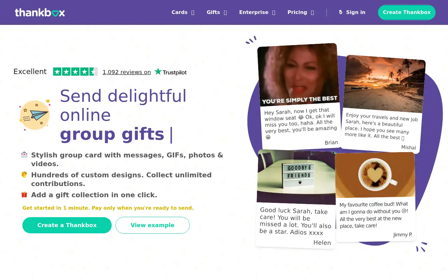 Screenshot of thankbox.com