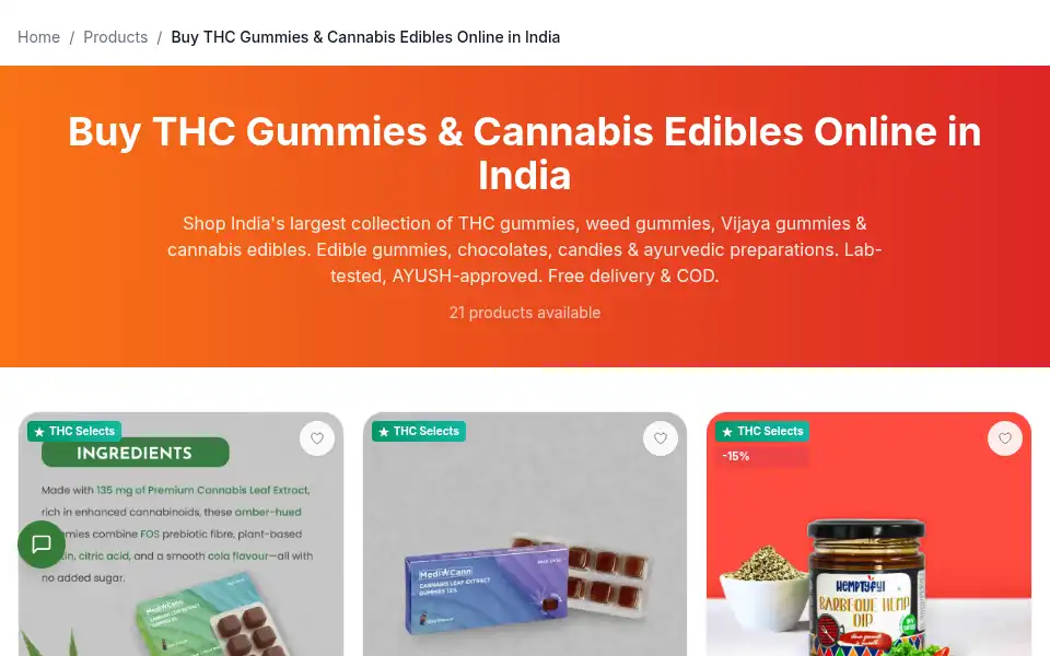 Screenshot of thcstore.in