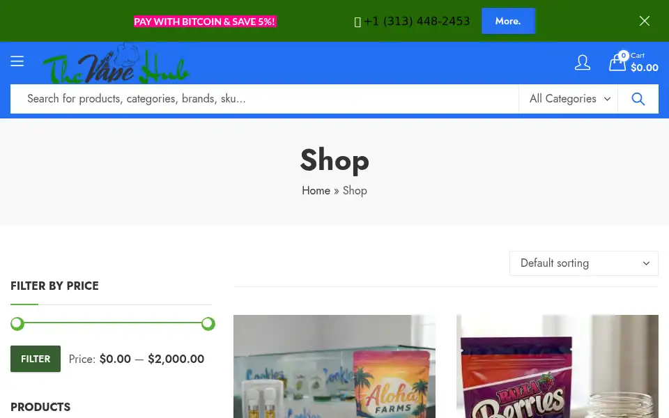 Screenshot of thcvapehub.com