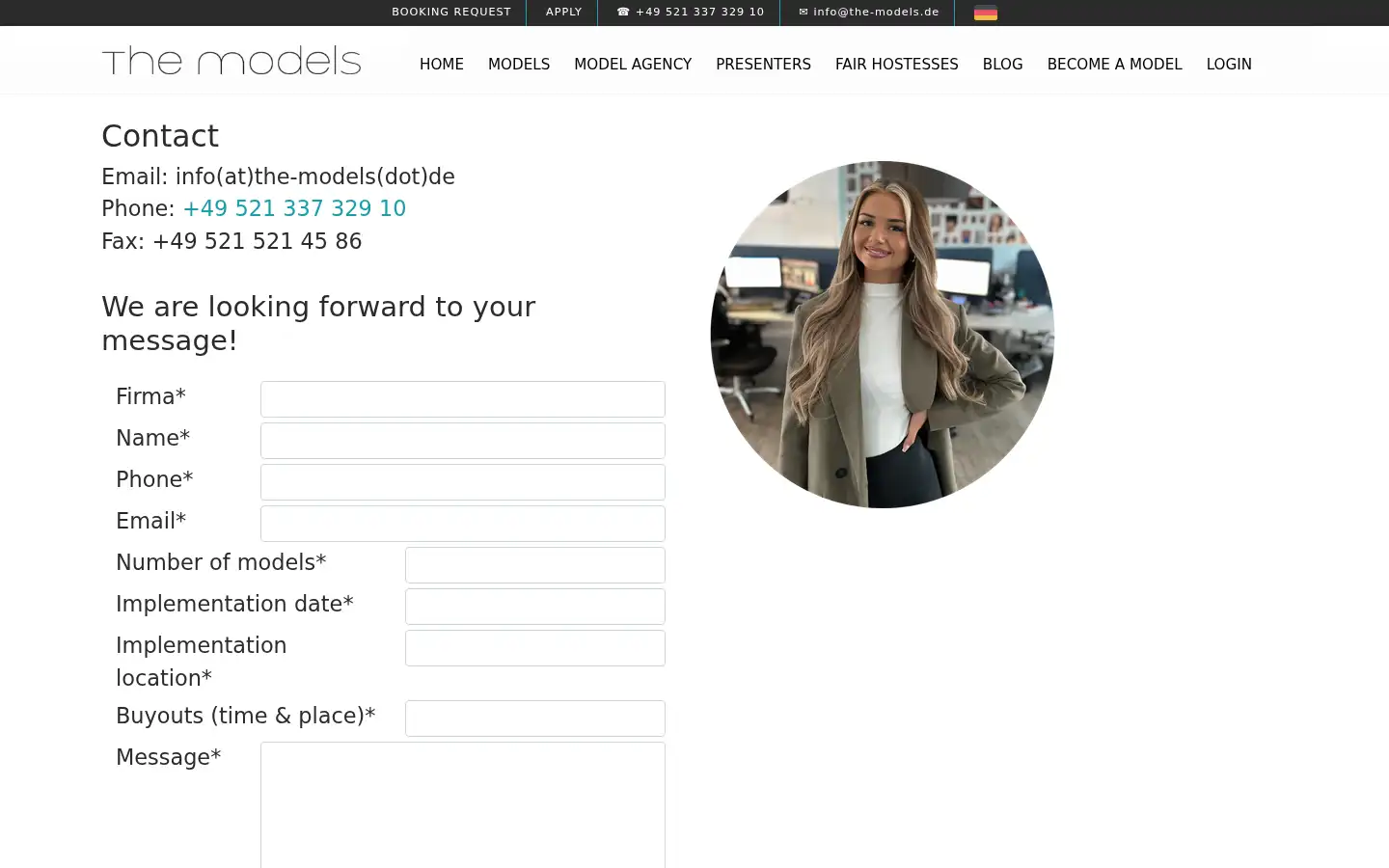 Screenshot of the-models.de