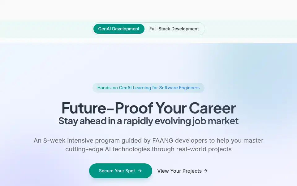 Screenshot of the10xacademy.com