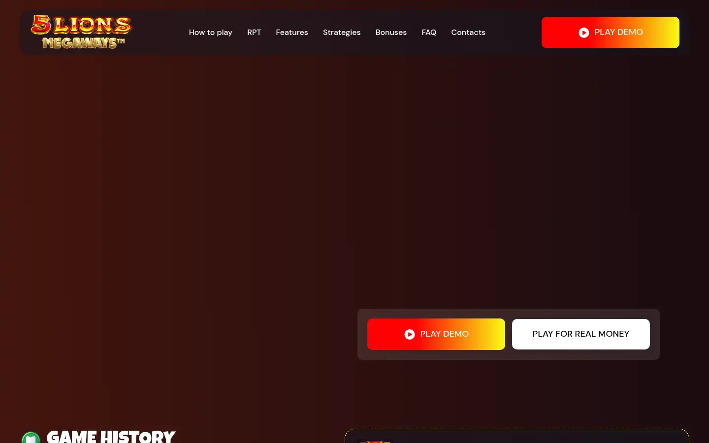 Screenshot of the5lionsmegaways.com