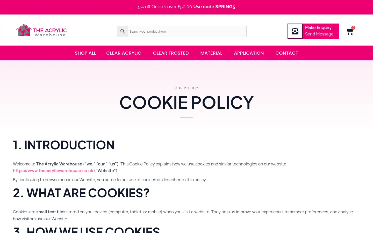 Screenshot of theacrylicwarehouse.co.uk