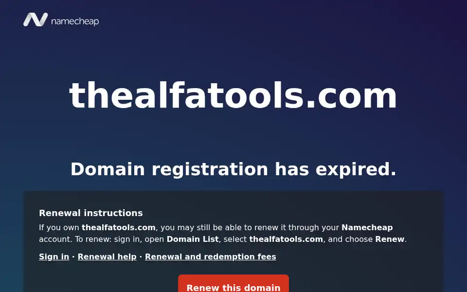 Screenshot of thealfatools.com