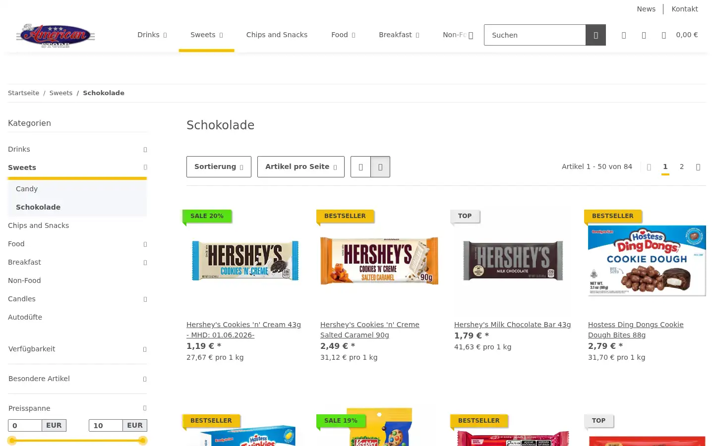 Screenshot of theamericanstore.de