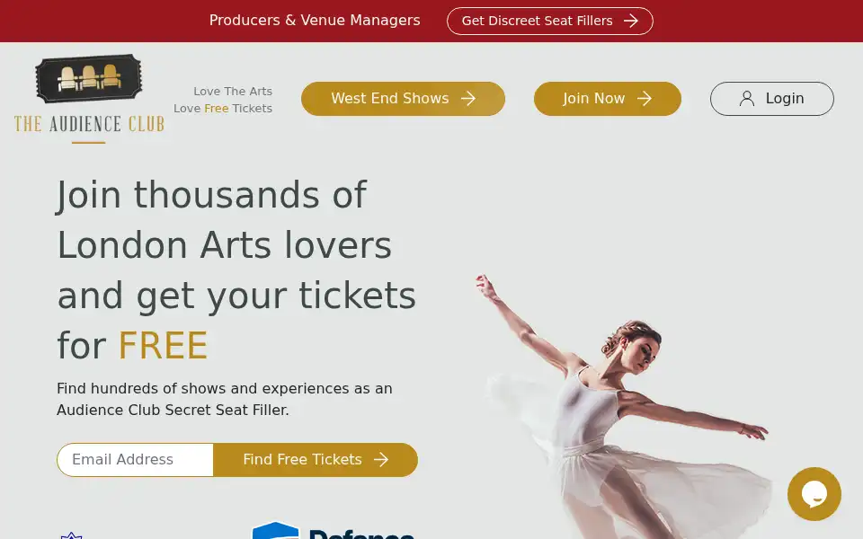 Screenshot of theaudienceclub.com