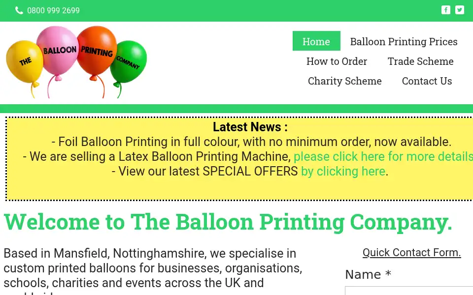 Screenshot of theballoonprintingcompany.co.uk