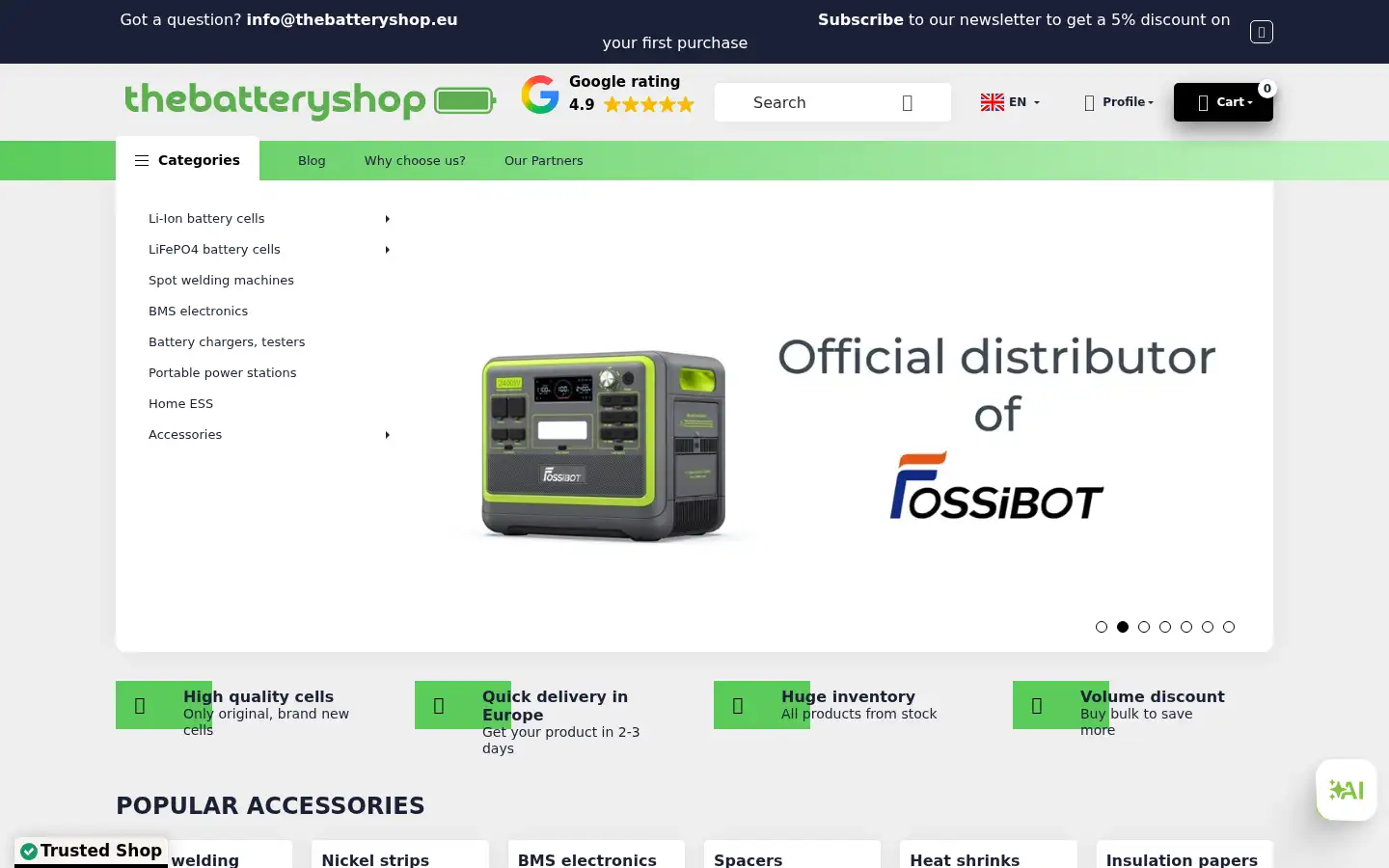 Screenshot of thebatteryshop.eu
