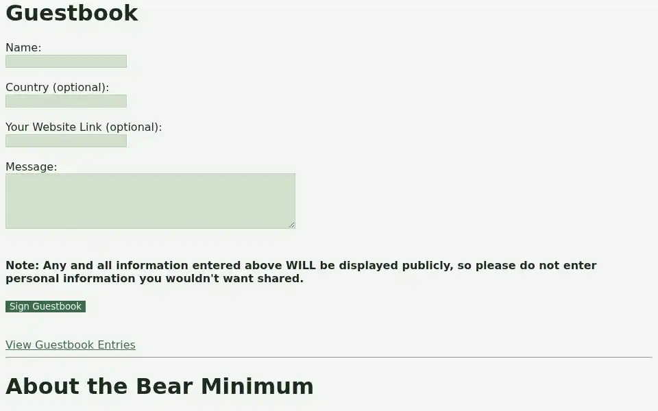 Screenshot of thebearminimum.net