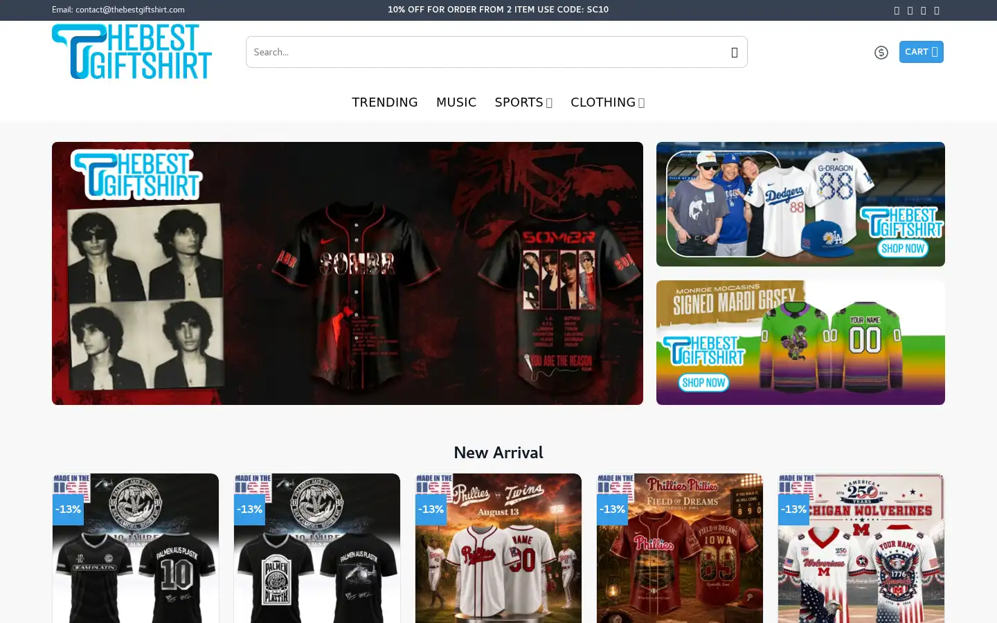 Screenshot of thebestgiftshirt.com