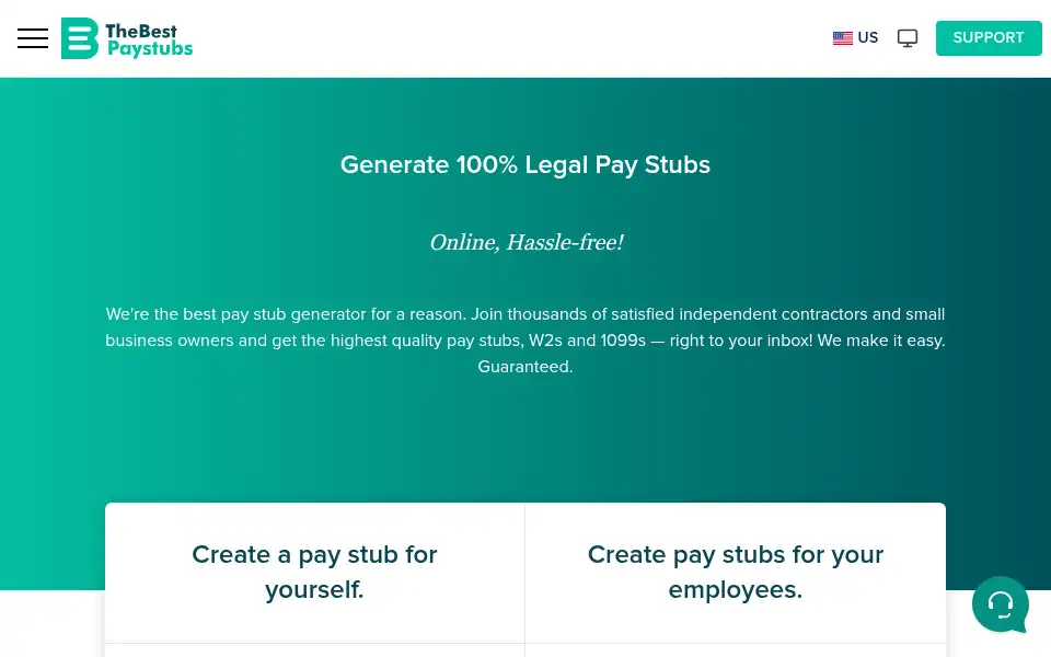 Screenshot of thebestpaystubs.com