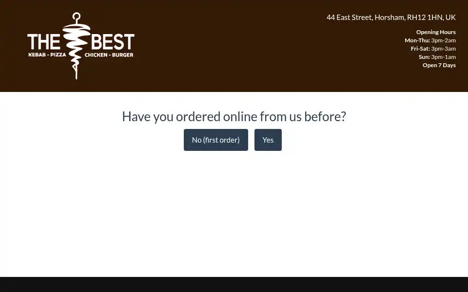 Screenshot of thebestpizzakebab.co.uk