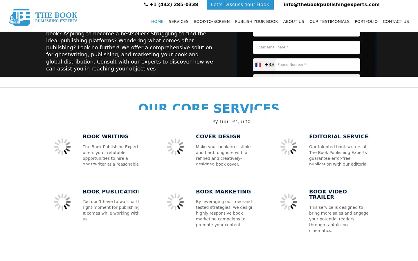 Screenshot of thebookpublishingexperts.com