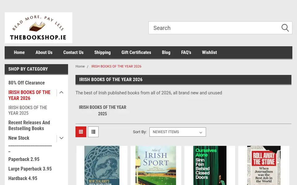Screenshot of thebookshop.ie