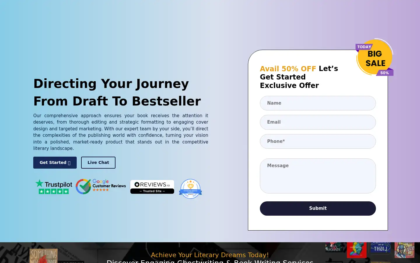 Screenshot of thebookwritingexperts.com