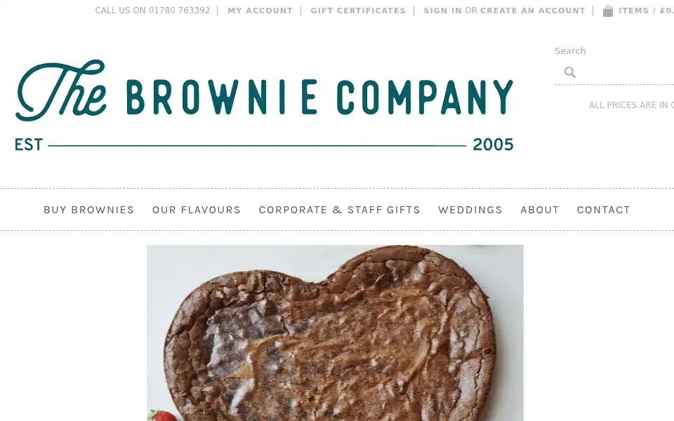 Screenshot of thebrowniecompany.co.uk