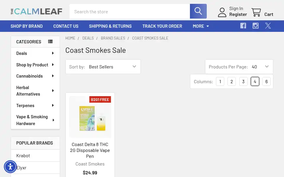 Screenshot of thecalmleaf.com
