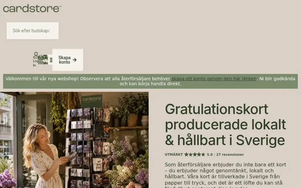 Screenshot of thecardstore.se