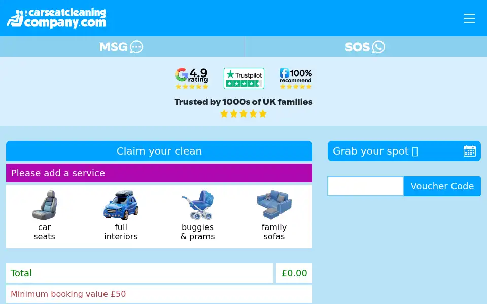Screenshot of thecarseatcleaningcompany.com