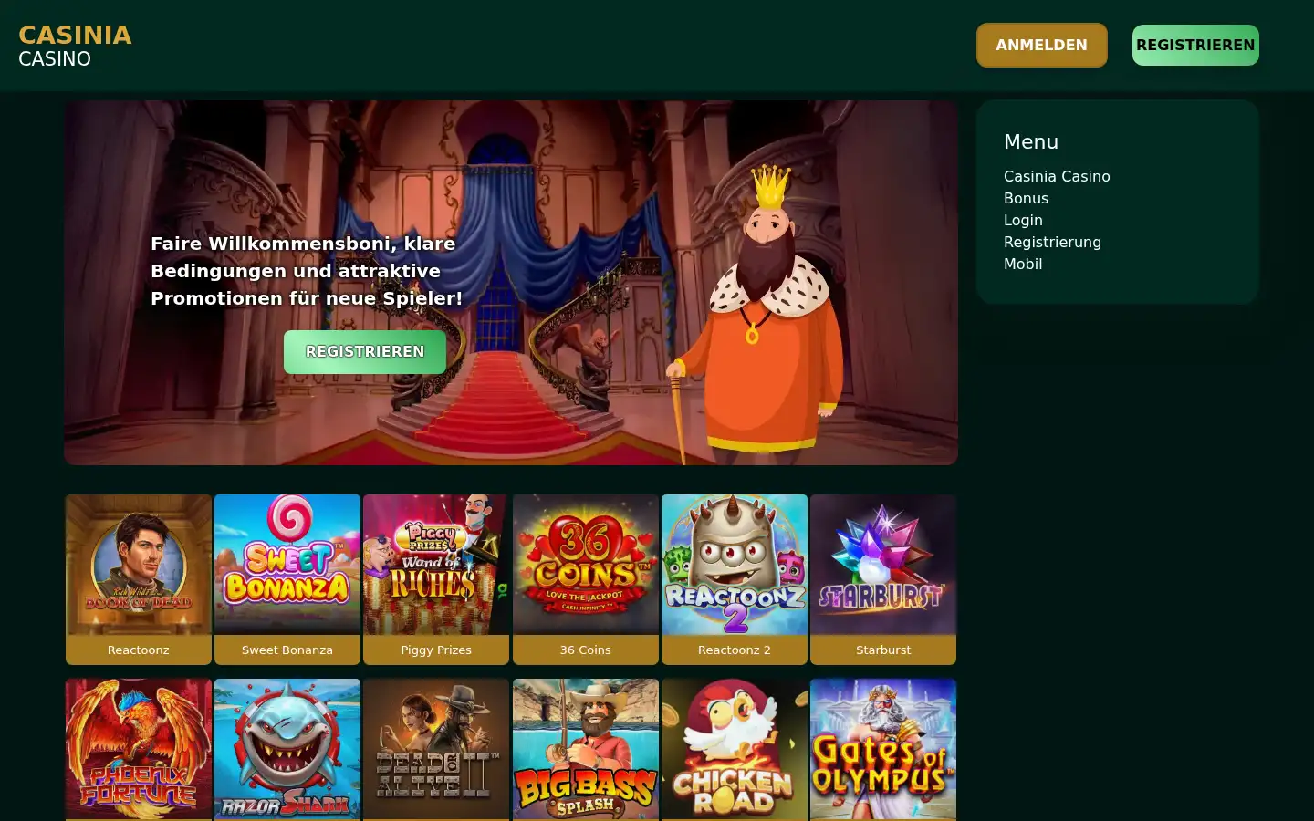 Screenshot of thecasinia.com