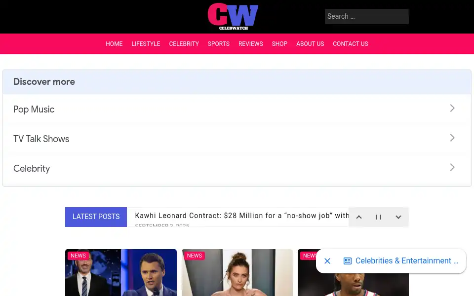 Screenshot of thecelebwatch.com
