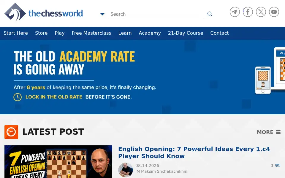 Screenshot of thechessworld.com