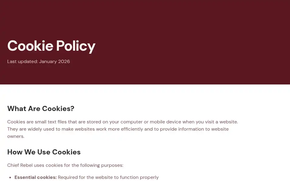 Screenshot of thechiefrebel.com
