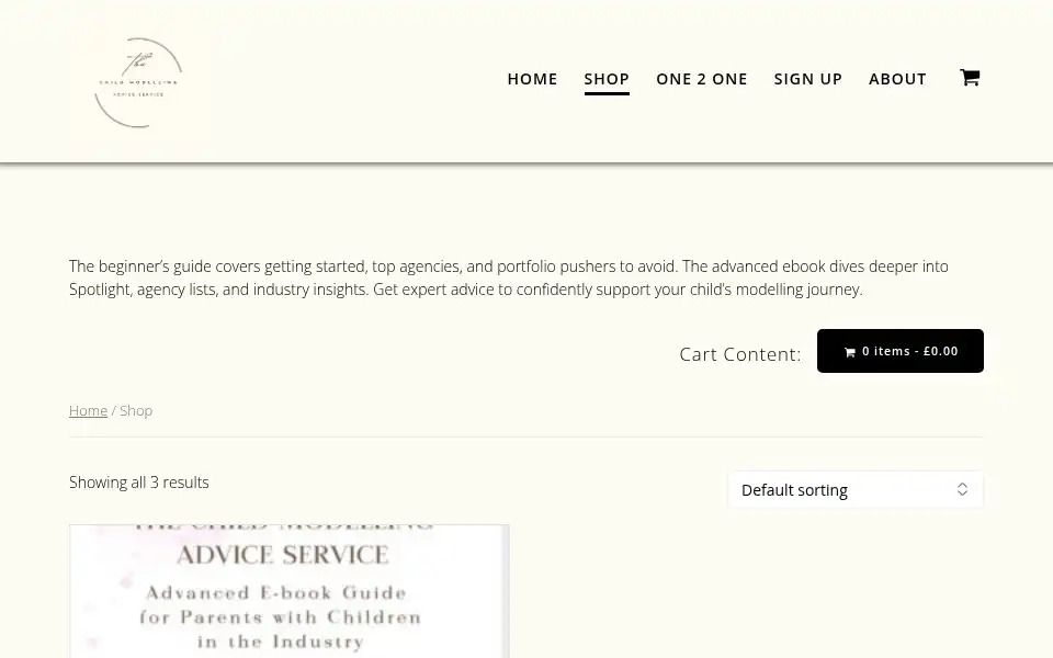 Screenshot of thechildmodellingadviceservice.co.uk
